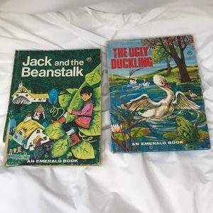 2 Children Classics Vintage Hardcover Hardback Book 1973 ~ Ugly Duck Beanstalk